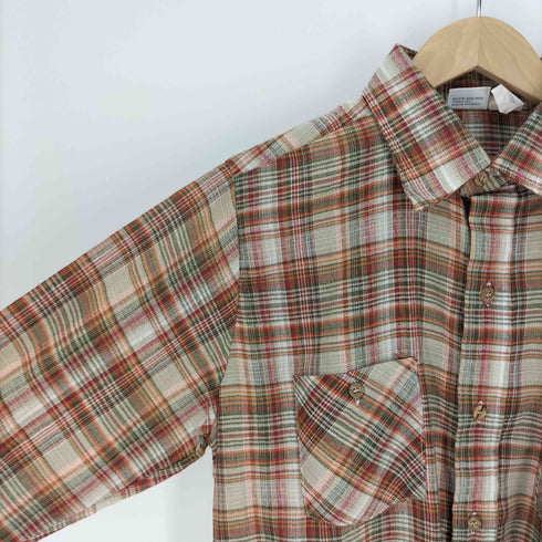 モンゴメリーワード MONTGOMERY WARD マドラスチェック ポリ コットン L/S シャツ メンズ import:L