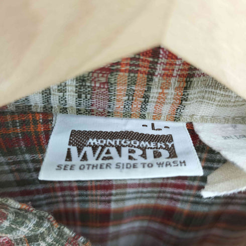 モンゴメリーワード MONTGOMERY WARD マドラスチェック ポリ コットン L/S シャツ メンズ import:L