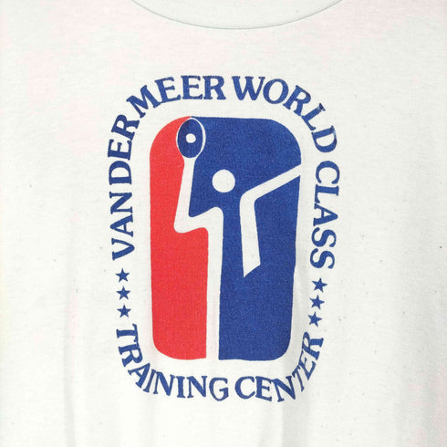 推定70-80s VANDER MEER WORLD CLASS TRAINING CENTER トレフォイル 袖裾シングル 両面プリントクルーネックTシャツ メンズ