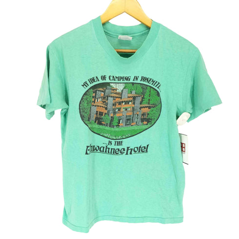 ヘインズ Hanes 90s USA製 袖裾シングル MY IDEA OF CAMPING IN YOSEMITE... フロントプリントクルーネックTシャツ メンズ JPN:M