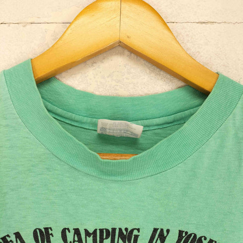 ヘインズ Hanes 90s USA製 袖裾シングル MY IDEA OF CAMPING IN YOSEMITE... フロントプリントクルーネックTシャツ メンズ JPN:M