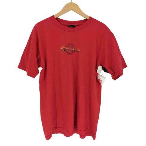 00S バック キャラクター プリント ファイヤーパターン アニメ Tシャツ コピーライト 2001 メンズ import:L