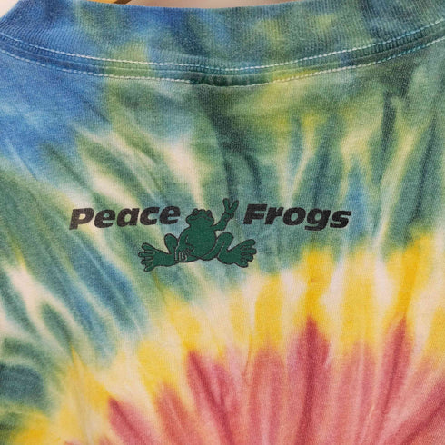 オールスポーツ ALL sport 90S USA製 PROWEIGHT Peace Frogs カエル グレイトフルデッド モチーフ タイダイ 総柄 Tシャツ 袖シングルステッチ メンズ import:XL