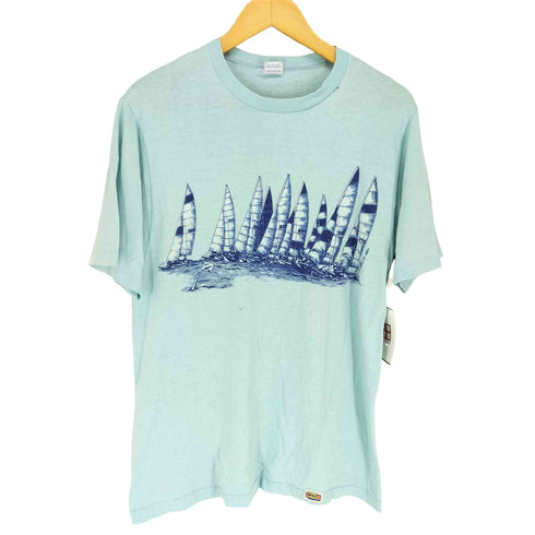 クレイジーシャツ CRAZY SHIRTS ©1977 70s USA製 袖裾シングル セーリングプリントクルーネックTシャツ メンズ JPN:M