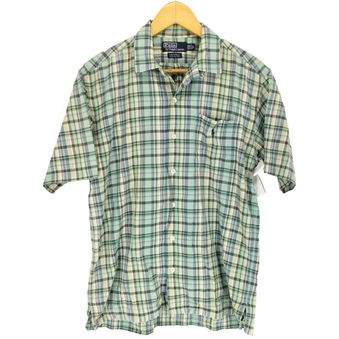 ポロバイラルフローレン Polo by RALPH LAUREN 90s CALDWELL ポニー刺繍1ポケット開襟チェックシャツ メンズ JPN:S