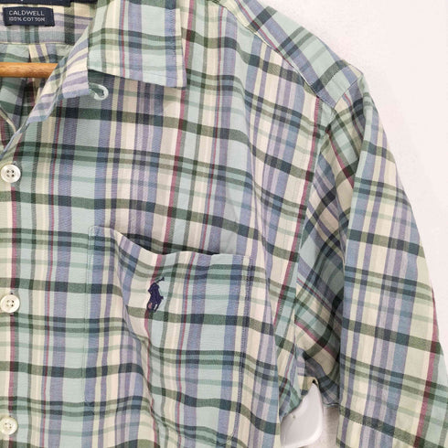 ポロバイラルフローレン Polo by RALPH LAUREN 90s CALDWELL ポニー刺繍1ポケット開襟チェックシャツ メンズ JPN:S