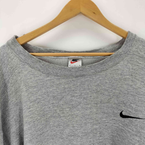 ナイキ NIKE 90s USA製 白タグ スウォッシュロゴ刺繍スウェットプルオーバー メンズ JPN:L
