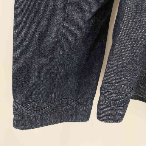 カネコイサオ KANEKO ISAO ノーカラー 金ボタン デザイン刺繍 デニムジャケット レディース