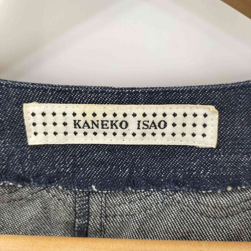 カネコイサオ KANEKO ISAO ノーカラー 金ボタン デザイン刺繍 デニムジャケット レディース