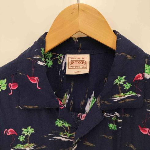 アウトドア OUTDOOR フラミンゴ柄 レーヨン S/S アロハ シャツ メンズ JPN:L