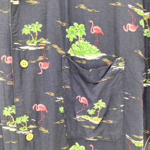 アウトドア OUTDOOR フラミンゴ柄 レーヨン S/S アロハ シャツ メンズ JPN:L