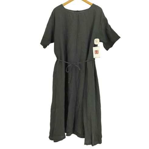 プール POOL IDEE いろいろの服 リネン 半袖 ワイド フレア ロング ワンピース レディース ONE SIZE