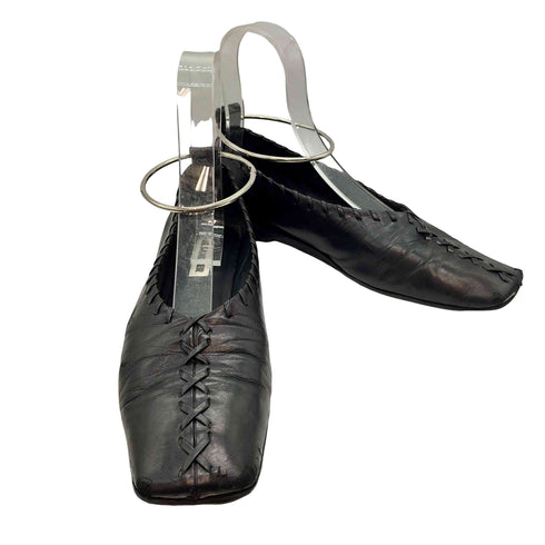 ジルサンダー JIL SANDER BALLERINA バレリーナ スクエアトゥ レースアップ バレエシューズ メタルアンクレット メンズ EUR:40