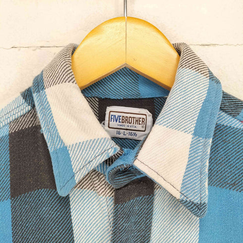 ファイブブラザー FIVE BROTHER 80s USA製 2P チェックネルシャツ メンズ JPN:L