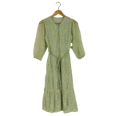 トッコクローゼット tocco closet ウエストりぼん付き くるみ釦 Vネックレースワンピース レディース JPN:M