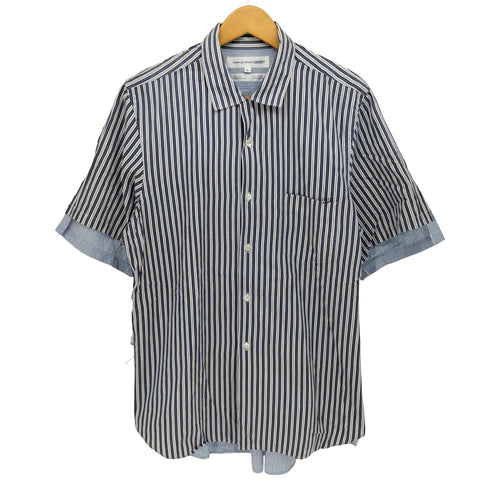 コムデギャルソンシャツ COMME des GARCONS SHIRT フランス製 ループカラー ドッキングストライプシャツ メンズ JPN:L