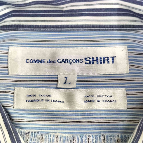 コムデギャルソンシャツ COMME des GARCONS SHIRT フランス製 ループカラー ドッキングストライプシャツ メンズ JPN:L