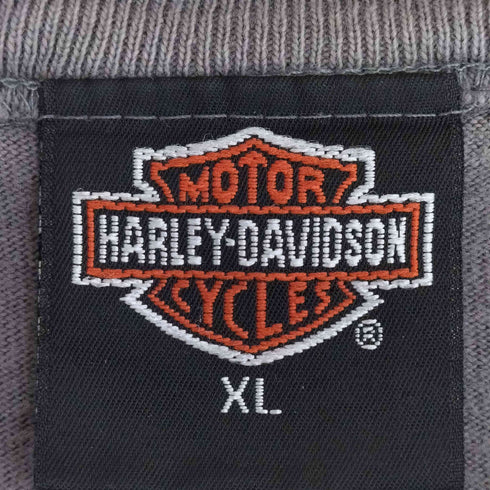 ハーレーダビッドソン HARLEY-DAVIDSON 80s USA製 袖&裾シングル ロゴ刺繍 ヘンリーネックTシャツ メンズ import:XL