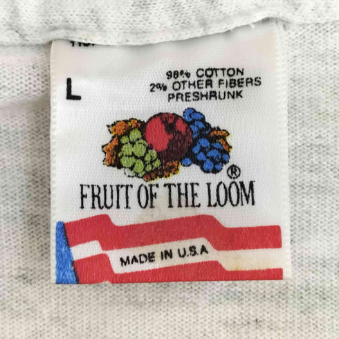 フルーツオブザルーム FRUIT OF THE LOOM 80s USA製 袖&裾シングル US.NAVY カレッジロゴ 2段プリント Tシャツ メンズ import:L