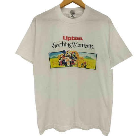 フルーツオブザルーム FRUIT OF THE LOOM 90s 袖&裾シングル 企業ロゴ プリント クルーネックTシャツ メンズ import:L