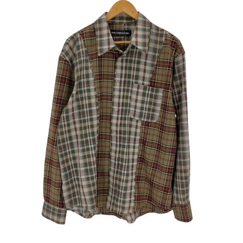 ザラ ZARA チェック柄パッチワークシャツ メンズ import:L