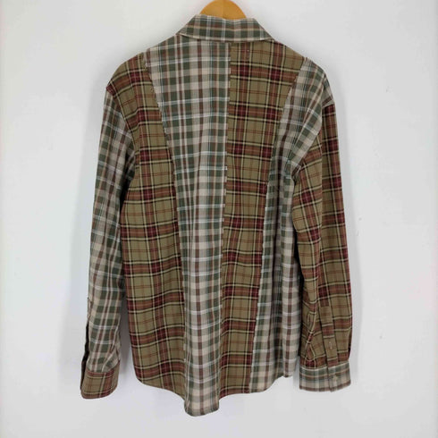 ザラ ZARA チェック柄パッチワークシャツ メンズ import:L
