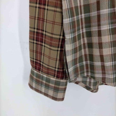 ザラ ZARA チェック柄パッチワークシャツ メンズ import:L