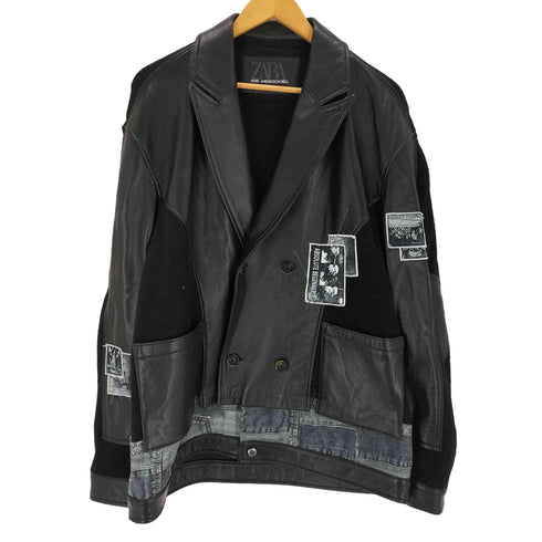 ザラ ZARA ニットコンビレザージャケット メンズ import:L