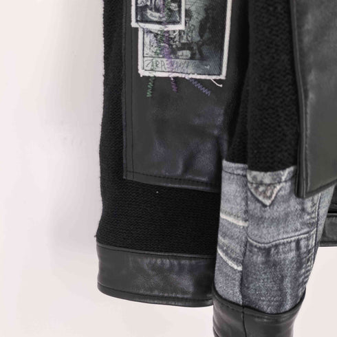 ザラ ZARA ニットコンビレザージャケット メンズ import:L