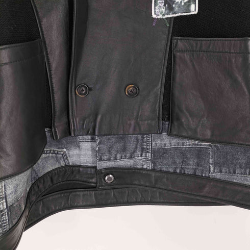 ザラ ZARA ニットコンビレザージャケット メンズ import:L