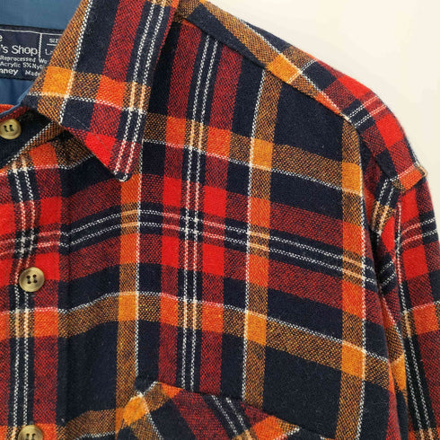 ジェーシーペニー JC Penney 80S THE MEN'S SHOP 襟芯 チェック ウールシャツ メンズ import:L