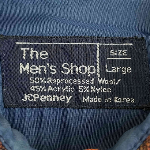 ジェーシーペニー JC Penney 80S THE MEN'S SHOP 襟芯 チェック ウールシャツ メンズ import:L