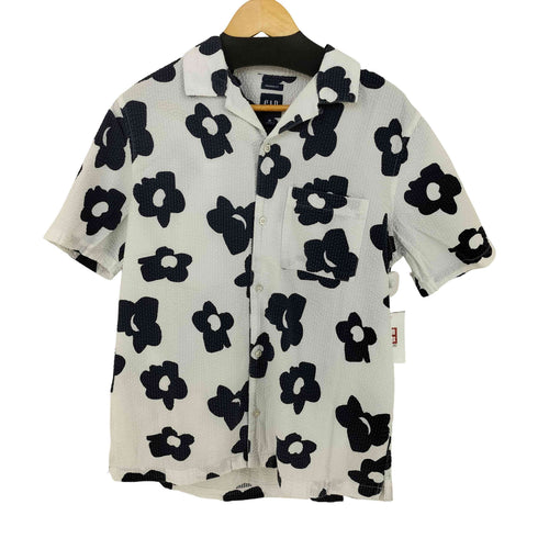 ギャップ Gap 花柄 シアサッカー オープンカラーシャツ メンズ M