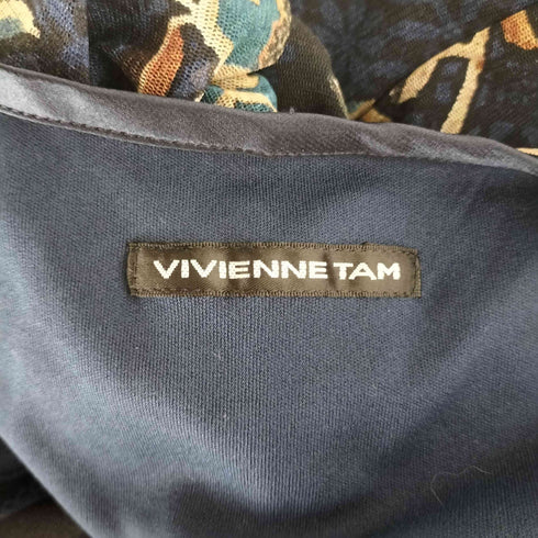 ヴィヴィアンタム VIVIENNE TAM 花柄 幾何学 シアースリーブ ワンピース ドレス レディース 40