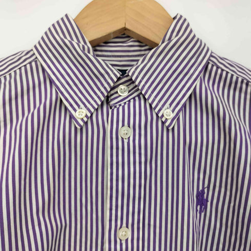 ラルフローレン RALPH LAUREN Slim Fit ポニー刺繍 ストライプ L/S ボタンダウンシャツ レディース US:0-2