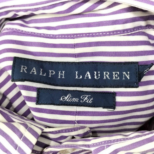ラルフローレン RALPH LAUREN Slim Fit ポニー刺繍 ストライプ L/S ボタンダウンシャツ レディース US:0-2