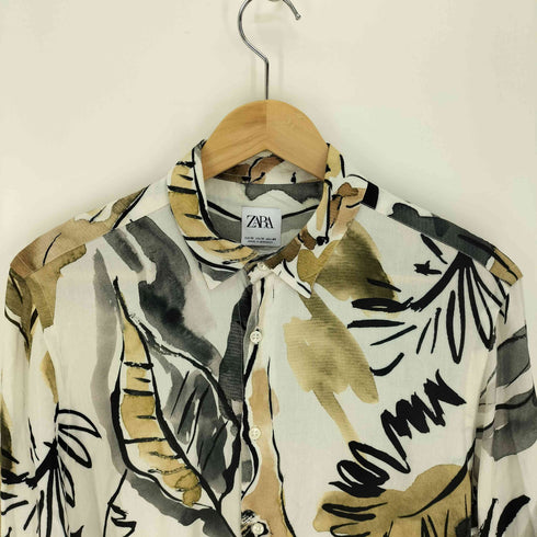 ザラ ZARA RELAXED FIT 総柄 L/S シャツ メンズ import:M