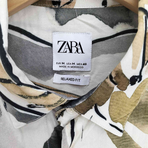 ザラ ZARA RELAXED FIT 総柄 L/S シャツ メンズ import:M