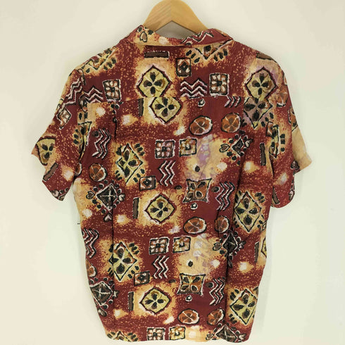 50-60S South Pacific JAPAN VINTAGE HAND SCREENED 襟芯 総柄 開襟 オープンカラー レーヨン アロハ シャツ メンズ JPN:M