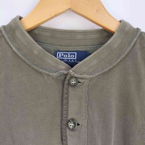 ポロバイラルフローレン Polo by RALPH LAUREN コットン ヘンリーネック ロングスリーブTシャツ メンズ import:L