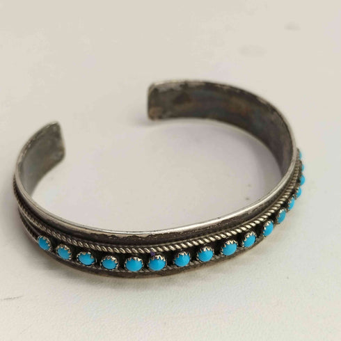 ナバホ NAVAJO STERLING JASON LIVINGSTON ターコイズバングル メンズ