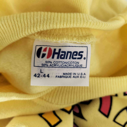 ヘインズ Hanes 90s USA製 プリント ラグラン クルーネックスウェット メンズ import:L