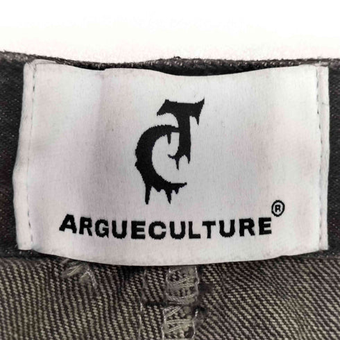 ARGUECULTURE WAVE CUT OUT 変形 ブラックバギーデニムパンツ メンズ M