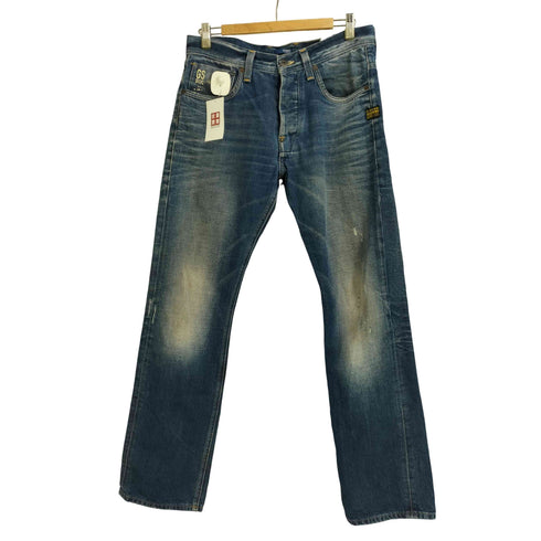 ジースターロー G-STAR RAW RAW DENIM ボタンフライ クラッシュ ストレートデニム メンズ 32