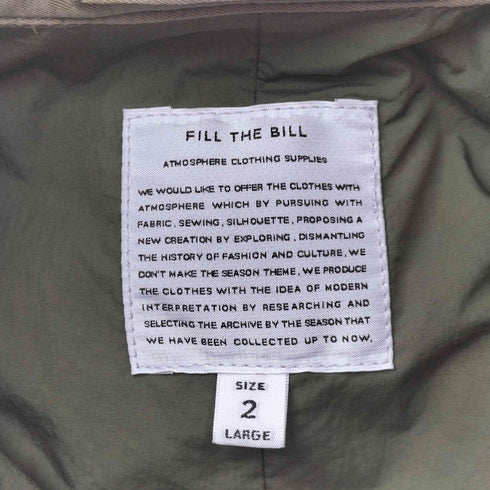 フィルザビル FILL THE BILL BIG SOUTIEN COLLAR COAT 玉虫色 ステンカラーコート メンズ JPN:2