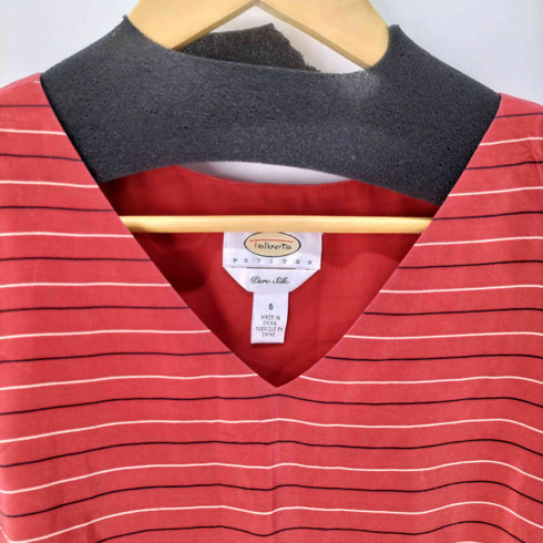 タルボット TALBOTS ボーダーノースリーブシルクワンピース レディース