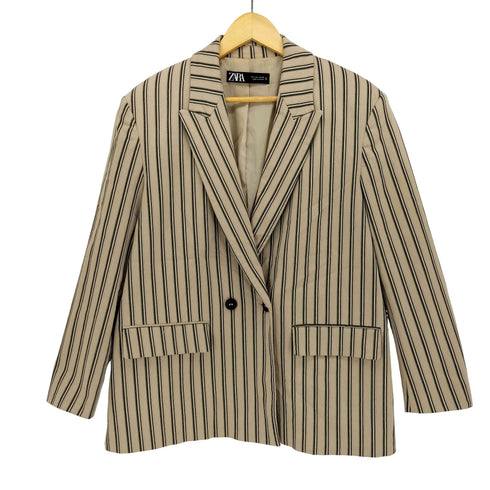 ザラ ZARA ダブルブレスト ストライプ テーラードジャケット レディース L