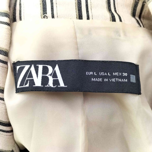 ザラ ZARA ダブルブレスト ストライプ テーラードジャケット レディース L