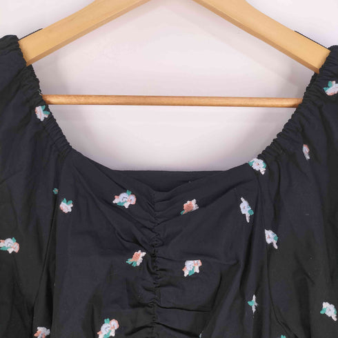 ビス ViS 小花柄刺繍スクエアネックワンピース レディース FREE