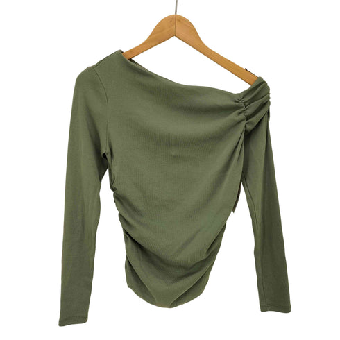 ザラ ZARA GATHERED T-SHIRT L/S ワンショルダー トップス レディース import:M
